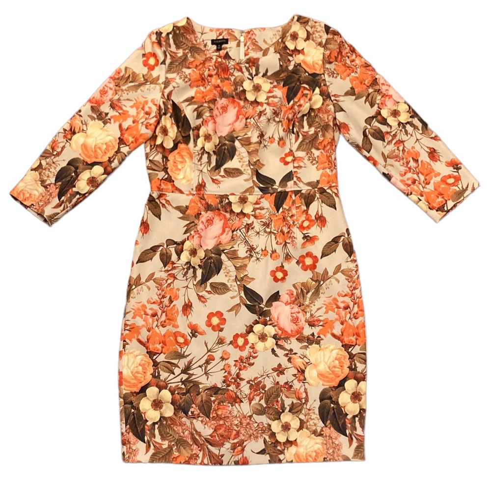 Talbots Golden Bloom Fall Floral Sheath Dress Size 10